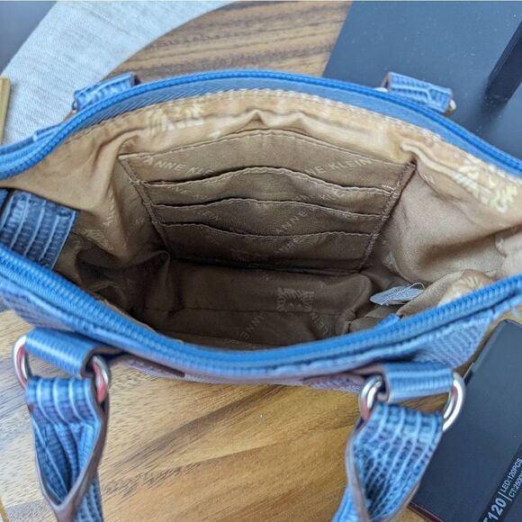 Anne Klein Women's Slate Lizard-Embossed Mini Convertible Satchel - Picture 7 of 14